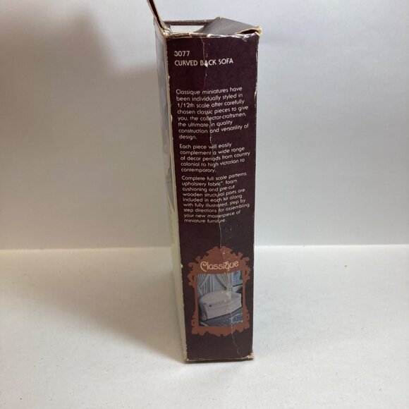 Millie August Miniatures Curved Back Sofa #3077 Vintage open box Dollhouse - Picture 4 of 6